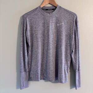 Nike Womens Dri-FIT Element Running Crew Long Sleeve Top Shirt Thumbholes Gray S